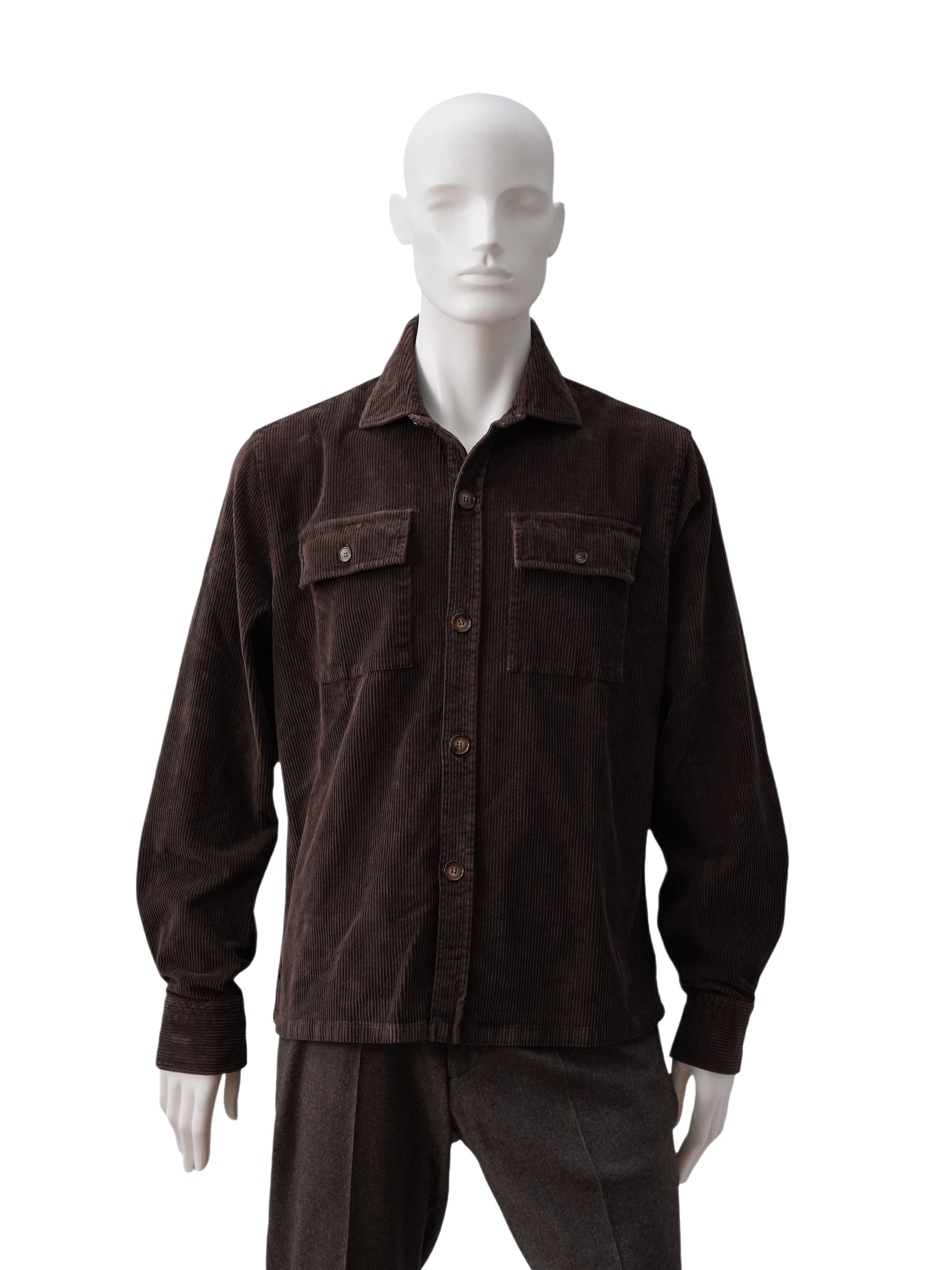 Dunkelbraunes Cord-Overshirt